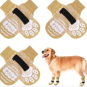 Beauty Zoo Anti-Slip Dog Socks Size XL Light Khaki 6 PCS